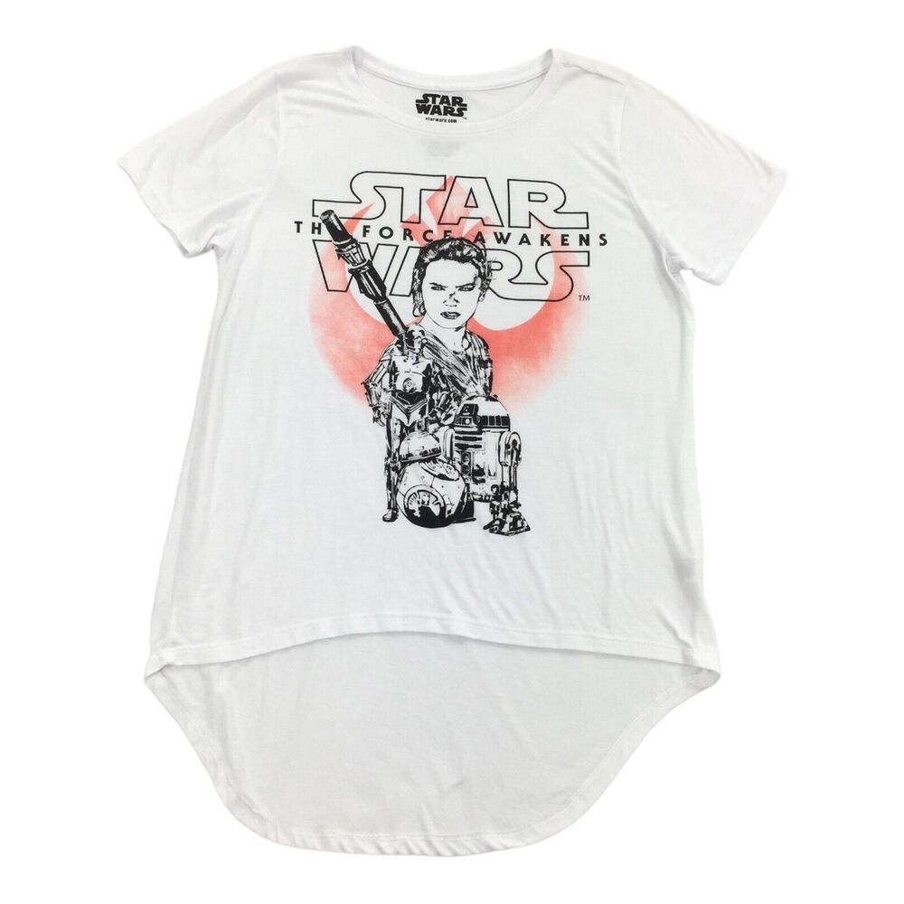 Star Wars Force Awakens Short Sleeve High Low T-Shirt Extra Large Womens White
